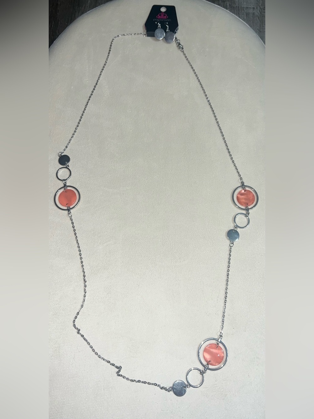 paparazzi Silver-Tone Necklace with Coral Accents